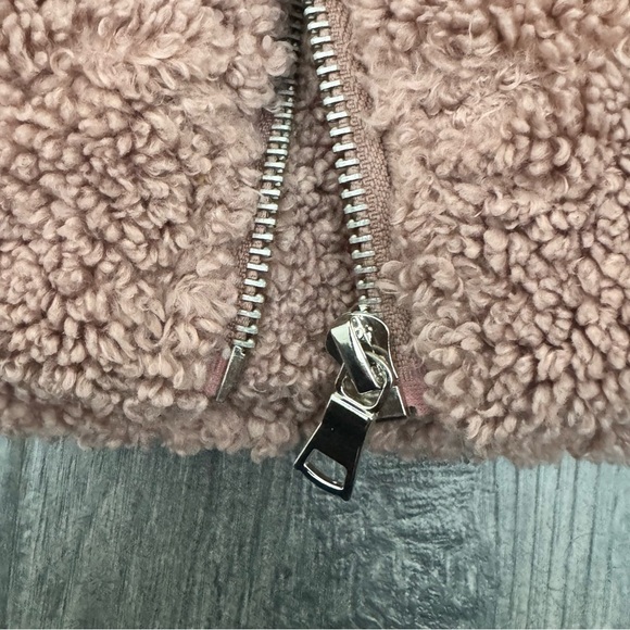 FARROW Teddy Sweater Cardigan Coat Pink Rose Brown Tan Size M - Picture 4 of 12